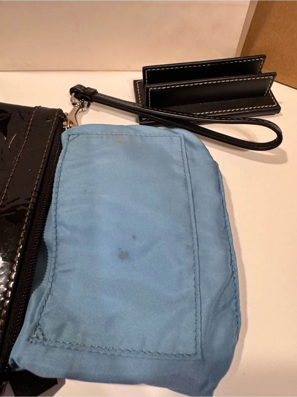 Coach Black Pleated Fabric & Patent Leather Wristlet Duo - Picture 14 of 15